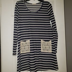 Boutique Navy striped dress Never worn